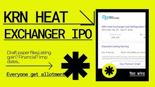 KRN Heat Exchanger and Refrigeration Limited IPO Imp dates allotmentlisting gain GMP Paisa Doub💸 [upl. by Elwaine]