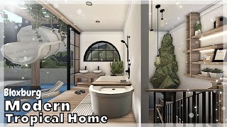 BLOXBURG Modern Tropical Home Speedbuild interior  full tour Roblox House Build [upl. by Xylon313]