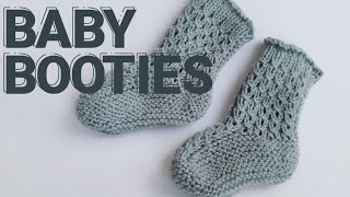 Knitted Eyelet Baby Booties 09 months [upl. by Oirotciv]