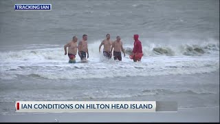 Conditions on Coligny Beach deteriorate as Ian nears landfall in SC [upl. by Euqinemod367]