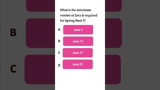 Spring Boot Quiz 1  What is minimum version of java required to use springboot 3 springbootquiz [upl. by Bowlds243]