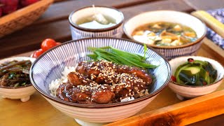 【cc】Japanese Combo Teriyaki Chicken Cucumber Salad Miso Soup  经典日式套餐：照烧鸡，凉拌黄瓜，味噌汤 [upl. by Aittam490]