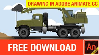 Truck Drawing in Adobe Animate CC FREE Download [upl. by Seline]