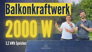 2000W Balkonkraftwerk mit 32 kWh Speicher Aufbau und Betrieb Anker SOLIX Solarbank 2 E1600 ProNew [upl. by Wardle]