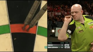 NINEDARTER FOR VAN GERWEN Michael van Gerwen strikes perfection at the Players Championship Finals [upl. by Natsirhc]