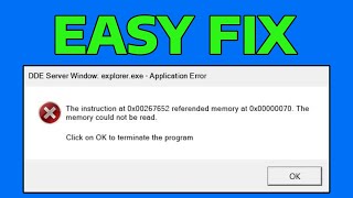 How To Fix DDE Server Windows 0x000000x70 The Memory could Not Be Read OneDrive exe Application [upl. by Dumah]