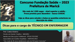 CONCURSO FESAÚDE DE MARICÁ DICAS DO PROFESSOR CARLOS MORENO PARA O CARGO DE TÉCNICO EM ENFERMAGEM [upl. by Zuliram512]