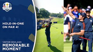 Viktor Hovland Hits Incredible HoleInOne on Par 4  2023 Ryder Cup [upl. by Oderfodog]