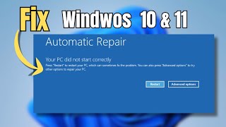 Fix Automatic Repair Loop and Startup Repair in Windows 10 amp 11 5 Easy Ways [upl. by Nedroj]