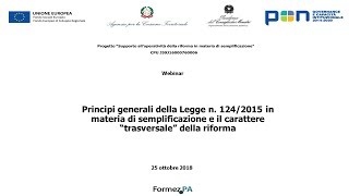 Principi generali della Legge n 1242015 in materia di semplificazione [upl. by Zelma]