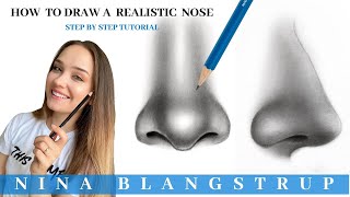 How to Draw a Realistic Nose  Front and Side View Tutorial [upl. by Lehcer]