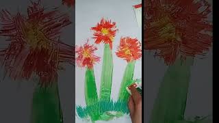 Abstract Flower painting with card abstractart easyabstractart asmr asmrart acrylicpainting [upl. by Nariko464]