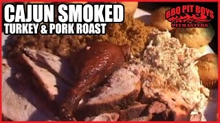 How to Cajun Style Smoke Turkey and Pork  Recipe [upl. by Oicinoid]