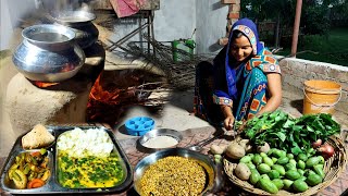 😋INDIAN VILLAGE THALI ROUTINE  🌛Evening Village Routine  Indian Village Dinner Cooking Routine [upl. by Orten]