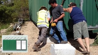 Shipping Container House  Placing the containers on foundations [upl. by Dilan]