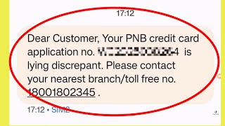 Fix Your PNB credit card application is lying discrepant Problem Solve In Panjab National Bank [upl. by Anitsuga295]