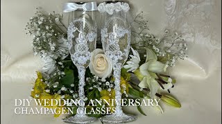 DIY Wedding anniversary champagne glasses 🥂 [upl. by Sidwohl]