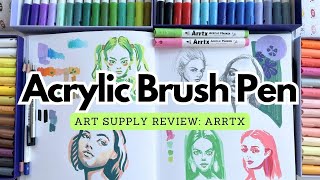 Drawing portrait with acrylic brush pen  Arrtx pencil and marker review [upl. by Klemm383]