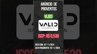 Anúncio de Proventos  VLID3  VALID [upl. by Radek]