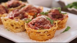 How to Make Spaghetti and Meatballs Muffin Bites  Appetizer Recipes  Allrecipescom [upl. by Kistner]