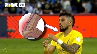 Alex Telles ankle INJURY Vs Al Hilal [upl. by Lienahs918]