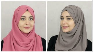 2 New Chiffon Hijab Tutorials  Muslim Queens by Mona [upl. by Bernadene]