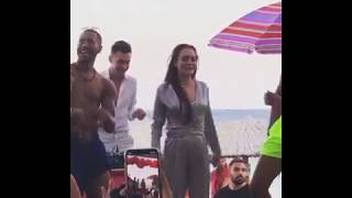 Lindsay Lohans viral dance moves at her Lohan Beach House Mykonos [upl. by Atirak]