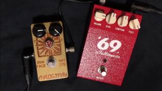 Fulltone 69 Fuzz NKT275 vs Analogman Sun Face NKT275Red Dot  Guitar Volume Response Check [upl. by Enileuqkcaj224]