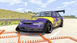 Massive Spike Strip Pileup Crashes 24 – BeamNG Drive  CrashBoomPunk [upl. by Clarisa924]