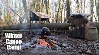 Winter Woodland Wild Camp by Canoe River Little Ouse Hammock Camping in the Amok Draumr UL [upl. by Drawoh]