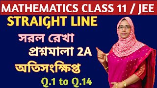 সরলরেখা class 11 প্রশ্নমালা 2A অতিসংক্ষিপ্ত Q1 to Q14 [upl. by Salangi]