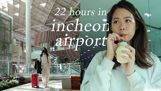 22 Hour Long Layover in Incheon Airport  Korean convenience store food free Transfer Lounge [upl. by Damon]