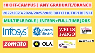 Infosys  10 Off Campus  202320242025 batch amp Experience  Multiple role [upl. by Arbuckle207]