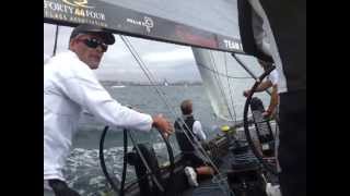 Sailing onboard Team Italias RC 44 with Russell Coutts in Cascais Race start Video 1 [upl. by Ylloh385]