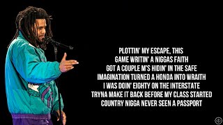 J Cole  a m a r i Lyrics [upl. by Analli]