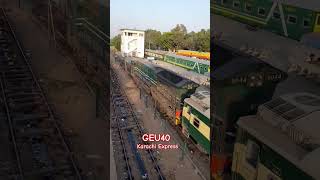 Karachi cantt Railway station pakistanrailways shortvideos geu40locomotive railfanraza [upl. by Asiluy]