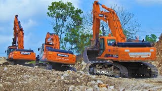 Doosan Giant Excavator Digging Swinging Limestone For The New Road Construction [upl. by Gulgee361]