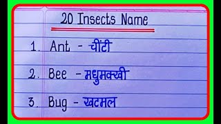 Insects name in Hindi and English कीड़े मकोड़े के नाम इंग्लिश और हिंदी में  write name of insects [upl. by Aihsakal]