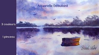 Aquarelle Débutant  peindre un paysage simple avec 3 couleurs 1 pinceau [upl. by Venn]