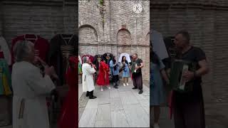 Dancing to the music with Georgian Traditional Dress at Love Lock Bridge Tbilisi shorts [upl. by Laumas798]