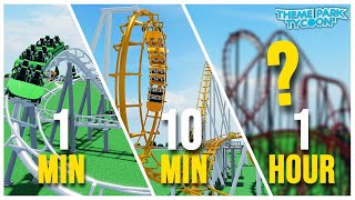 Building The CORKSCREW COASTER in 1 MINUTE 10 MINUTES and 1 HOUR [upl. by Sandberg]