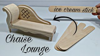 DIY Miniature Furniture Chaise lounge  Popsicle Stick Craft [upl. by Jarrad]