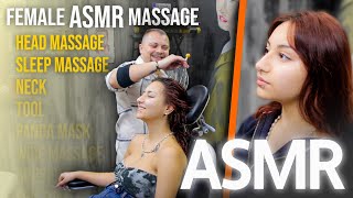 ASMR SLEEP PILL  ASMR Female Massage In Real Barber Shop asmr massage [upl. by Rafi926]