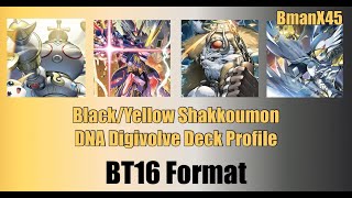 Digimon TCG BlackYellow Shakkoumon DNADigivolve Deck Profile BT16 Format [upl. by Asaret]