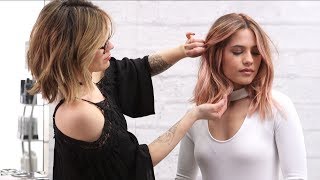 How To Balayage  Rose Gold Hair Painting with POWER BLONDE [upl. by Atnes]