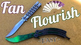 Fan Flourish Beginner Beginner Butterfly Knife Tricks [upl. by Auqinahs]