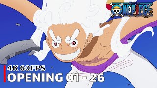 One Piece  ALL Openings 01  26  4K 60FPS Creditless  CC [upl. by Hildebrandt]