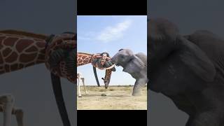 Elephant giraffe fighting over water😯😯 facts shorts banglashorts [upl. by Enyrat]