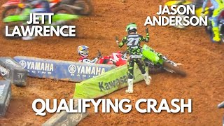 JETT LAWRENCE AND JASON ANDERSON QUALIFYING CRASH BIRMINGHAM [upl. by Amund]