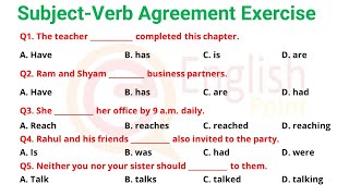 SubjectVerb Agreement Exercise  Most Important MCQs [upl. by Ajad780]